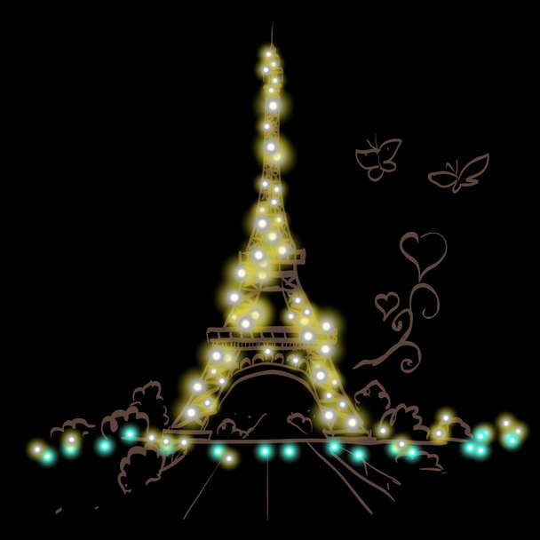 Эйфелева башня романтическая векторная иллюстрация сердца
 - Вектор,изображение