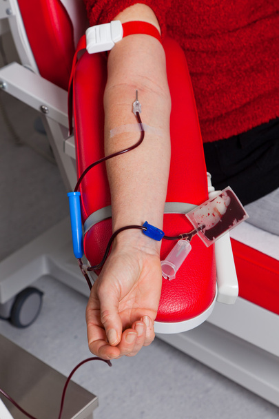 Sangue dal sangue donato nel laboratorio del sangue
 - Foto, immagini