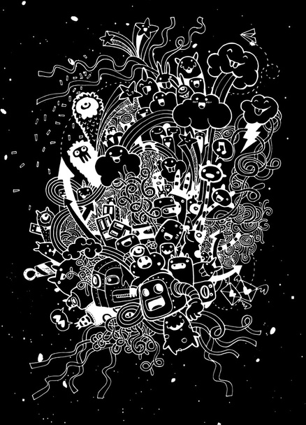 Hand Drawn of Monster party background  - Vector, Image
