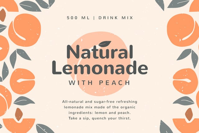 Ontwerpsjabloon van Label van Lemonade brand ad on Peaches pattern