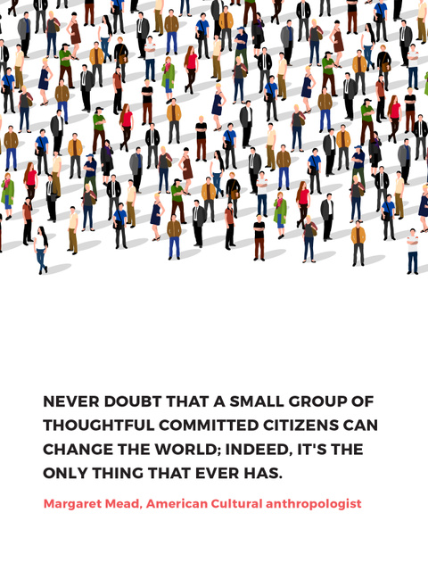 Designvorlage Changes inspirational quote with crowd of people für Poster US