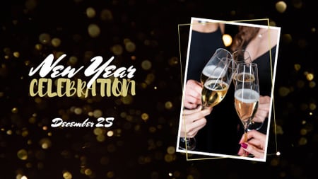 New Year Celebration with People holding Champagne FB event cover tervezősablon