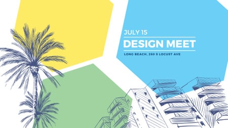 Plantilla de diseño de Urban Design Event Invitation with palms trees on street FB event cover 