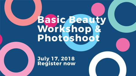 Beauty workshop invitation on Colorful circles pattern FB event cover – шаблон для дизайна