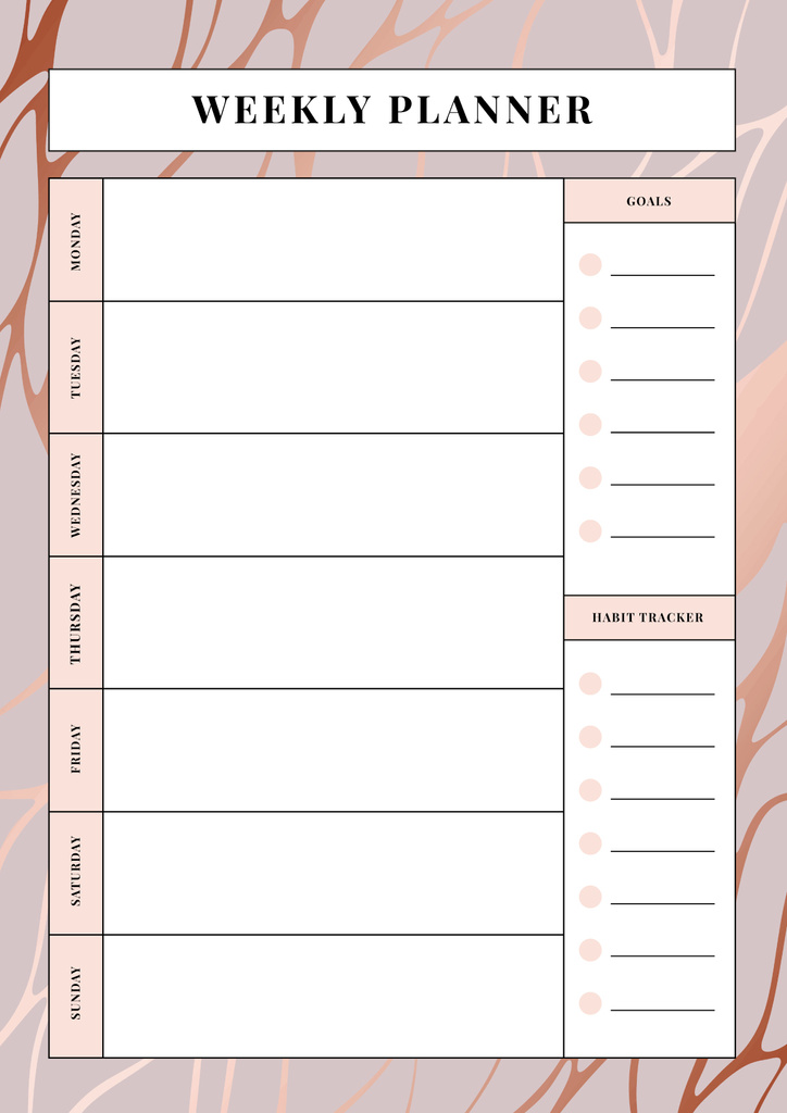 Designvorlage Weekly Planner on Pink Texture für Schedule Planner