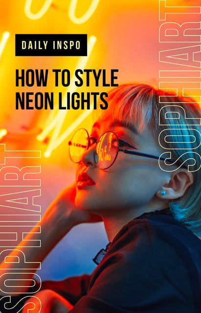 Designvorlage Stylish woman in neon light für IGTV Cover