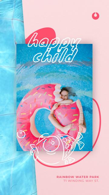 Template di design Children's Day Offer Girl Swimming in Pool Instagram Video Story