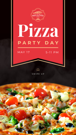 Pizza Party Day Ad Instagram Story Design Template
