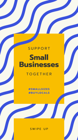 #BuyLocals Plea to Support Small Business on blue lines background Instagram Story Modelo de Design