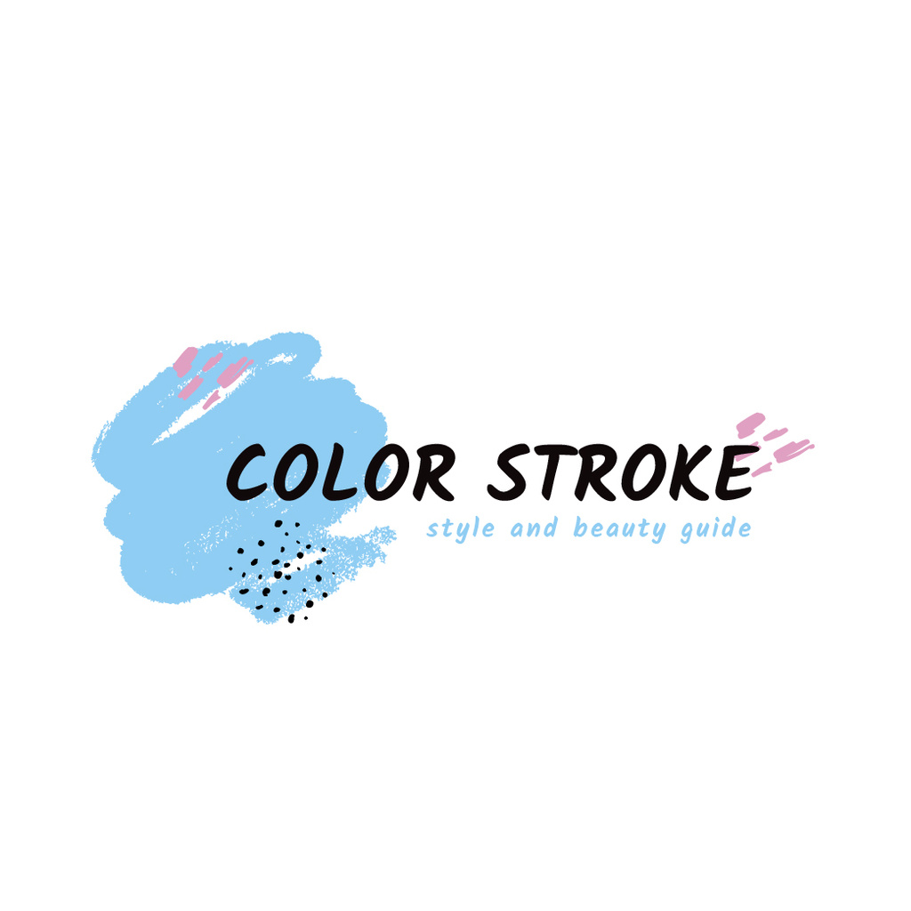 Ontwerpsjabloon van Logo van Beauty Guide with Paint Smudges in Blue