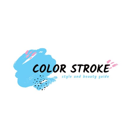 Ontwerpsjabloon van Logo van Beauty Guide with Paint Smudges in Blue