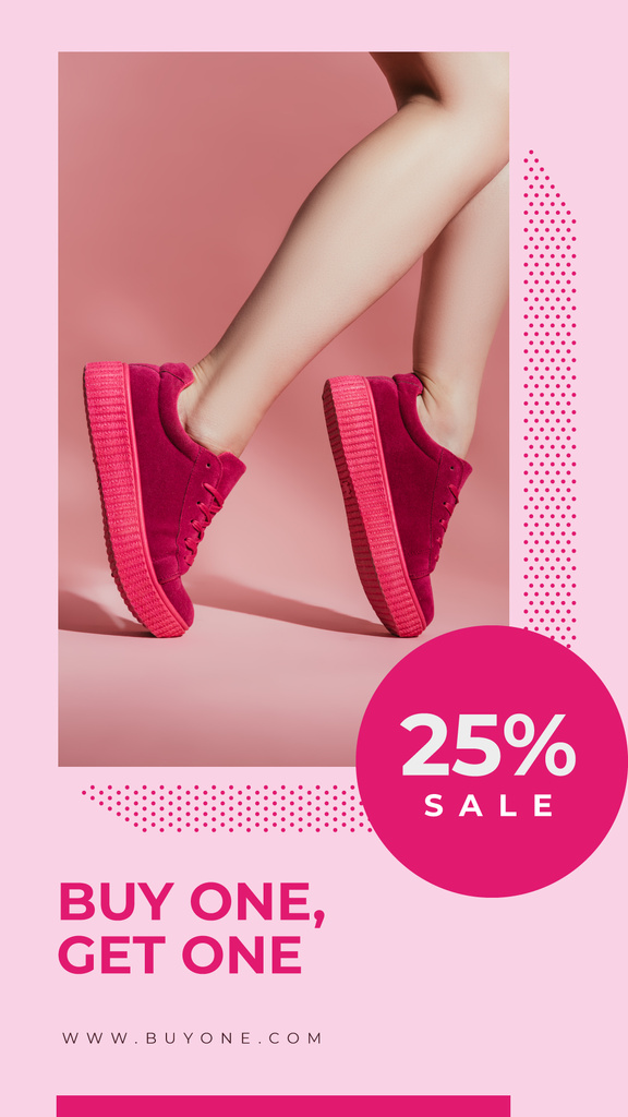 Designvorlage Female legs in pink sneakers für Instagram Story