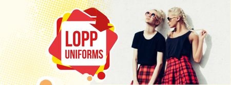 Platilla de diseño Back to School Sale Girls in Uniform Facebook cover