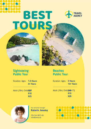Travel Tour Offer with Sea Coast Views Poster Design Template