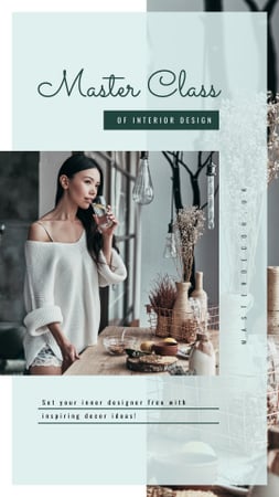 Master class Ad Woman at stylish kitchen Instagram Story Design Template
