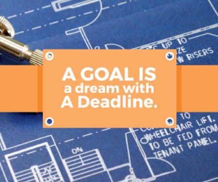 Goal Motivational Quote Blueprints and Compass Large Rectangle Design Template