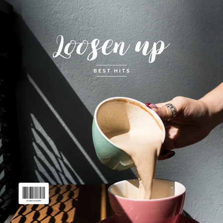 Designvorlage Pouring Coffee in cup für Album Cover