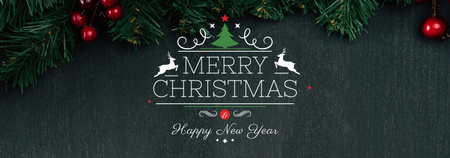 Plantilla de diseño de Christmas greeting Fir Tree Branches Tumblr 
