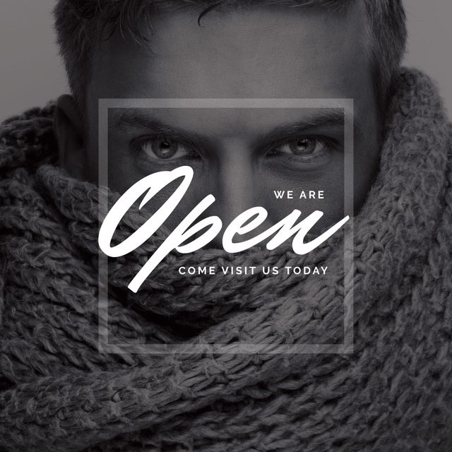 Handsome Young Man in Scarf Instagram Design Template