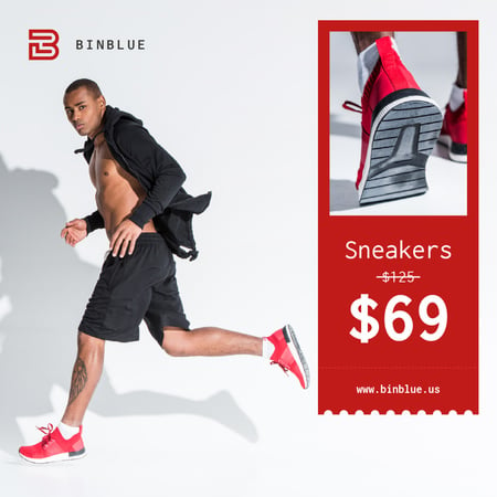 Sneakers Sale Sportive Man Running Instagramデザインテンプレート