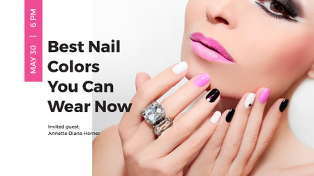 Female Hands with Pastel Nails for Manicure trends FB event cover Design Template
