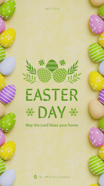 Easter Greeting Colored Eggs Frame Instagram Video Story – шаблон для дизайну