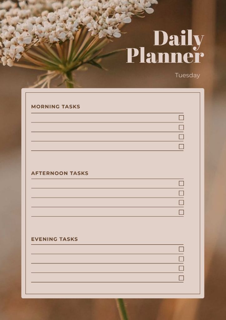 Daily Planner with Wild Flower Schedule Planner Design Template