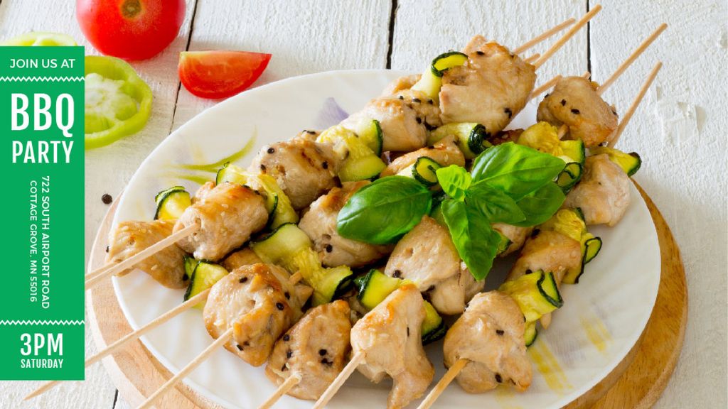 BBQ Party Grilled Chicken on Skewers Titleデザインテンプレート