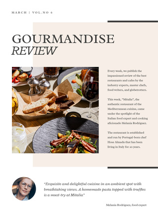 Ontwerpsjabloon van Newsletter van Restaurant Review with Food Expert