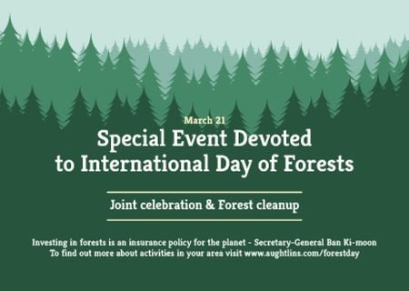 Platilla de diseño International Day of Forests Event Announcement in Green Postcard