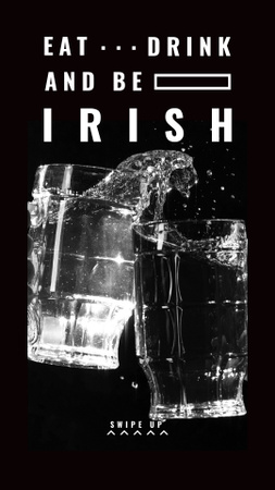 Glasses with splash of Beer on St.Patricks Day Instagram Story – шаблон для дизайну