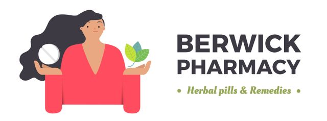 Designvorlage Woman holding herb and pill für Facebook Video cover