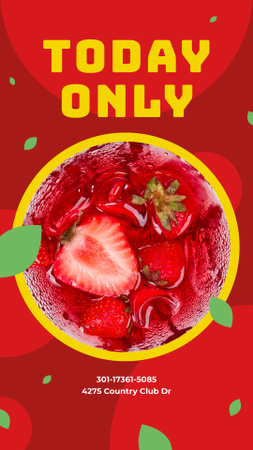 Cocktail with raw strawberry Instagram Story tervezősablon