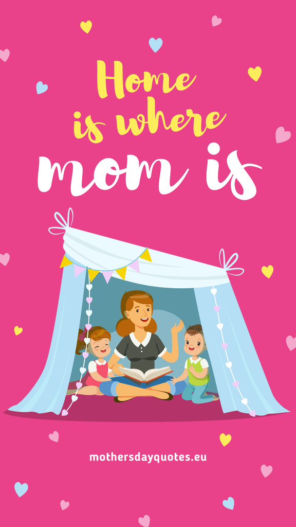 Plantilla de diseño de Mother with kids playing in tent on Mother's Day Instagram Story 