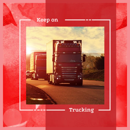 Ontwerpsjabloon van Instagram van Auto's en vrachtwagens op de weg