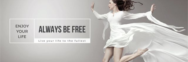 Inspiration Quote Woman Dancer Jumping Twitter Design Template