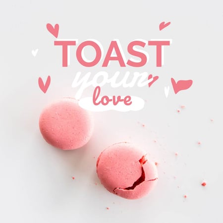Valentine's Day Card with Pink Macarons Animated Post Design Template
