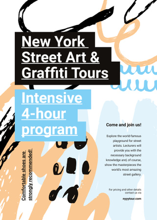 Designvorlage Graffiti Tour promotion on Colorful abstract pattern für Invitation