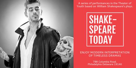 Theater Invitation with Actor in Shakespeare's Performance Twitter Modelo de Design