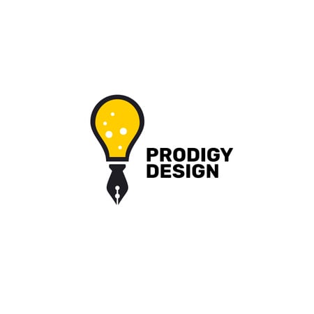 Design Studio Ad with Bulb and Pen in Yellow Logo Design Template
