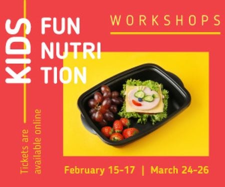 Anúncio de Evento de Nutrição com Almoço Escolar Saudável Medium Rectangle Modelo de Design