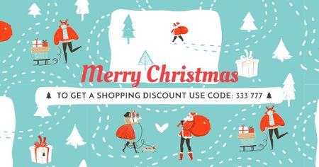 Merry Christmas Holiday Sale Facebook AD Design Template