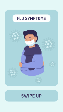 Flu symptoms with Man wearing Mask Instagram Story Design Template