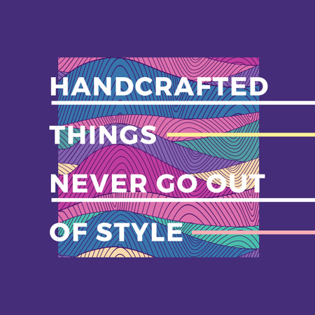 Handcrafted things Quote on Waves in purple Instagram AD Design Template