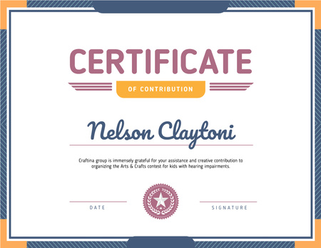 Ontwerpsjabloon van Certificate van Creative Contest Contribution gratitude