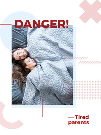 Couple of parents sleeping in bed Poster US Design Template
