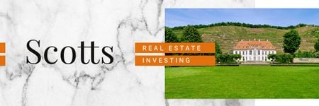 Ontwerpsjabloon van Email header van Real Estate Ad with Beautiful House in Country Landscape