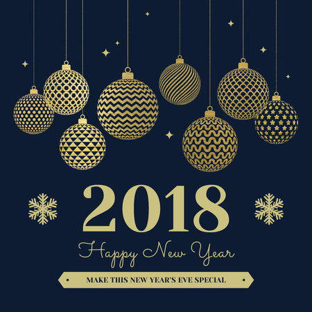 Shiny baubles for New Year Party Instagram AD Design Template