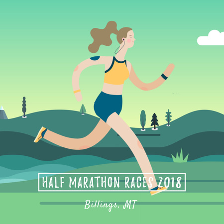 Marathon Announcement with Girl running outdoors Animated Post tervezősablon