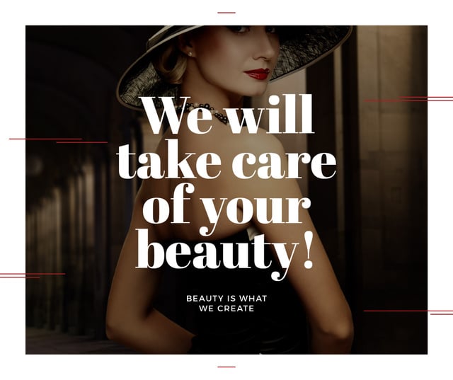 Beauty Services Ad with Fashionable Woman Facebookデザインテンプレート